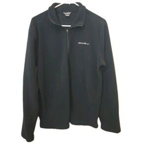 Eddie Bauer Fleece Sweater Quarter Zip Mens Small‎ Black Long Sleeve